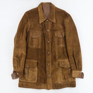 Vintage Suede Leather Western Shirt Jacket Lined Size 42 Reversible Leather Lar